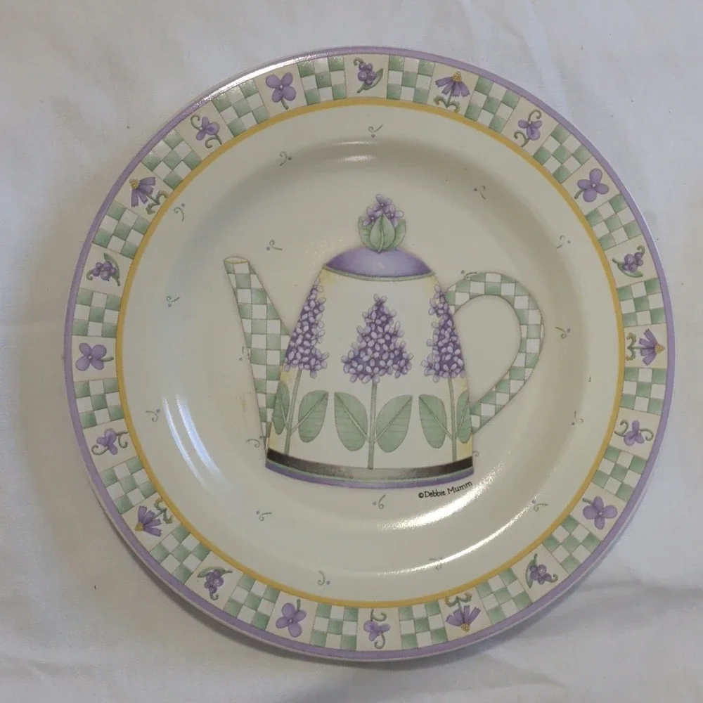 Sakura Debbie Mumm Lavender Tea Garden 4pc Stoneware Salad/Dessert Plates